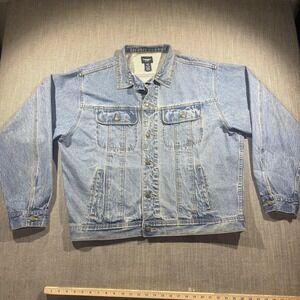 Wrangler Denim Jacket Mens 2XL Blue Trucker Western Cowboy Button Front